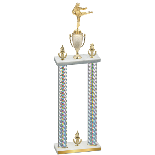 Double Silver Carbon Fiber Victory Karate Trophy