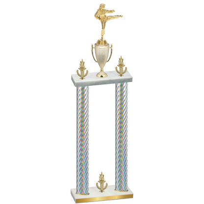 Double Silver Carbon Fiber Victory Karate Trophy