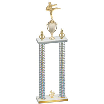 Double Silver Carbon Fiber Fourth Place Karate Trophy