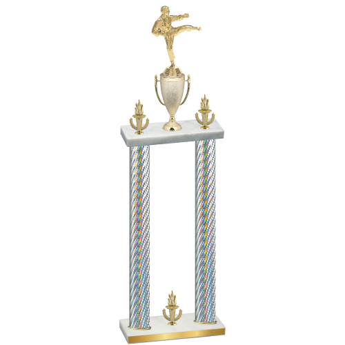 Double Silver Carbon Fiber Victory Karate Trophy