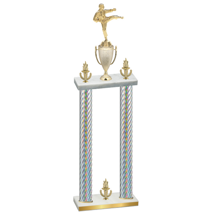 Double Silver Carbon Fiber Victory Karate Trophy