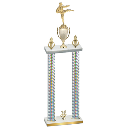 Double Silver Carbon Fiber Year Karate Trophy