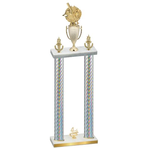 Double Silver Carbon Fiber Fourth Place Baseball Trophy