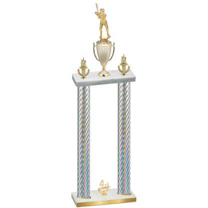 Double Silver Carbon Fiber Fourth Place Baseball Trophy
