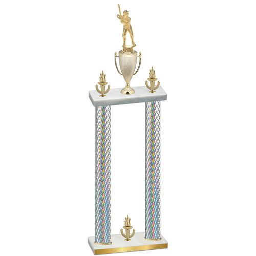 Double Silver Carbon Fiber Victory Baseball Trophy