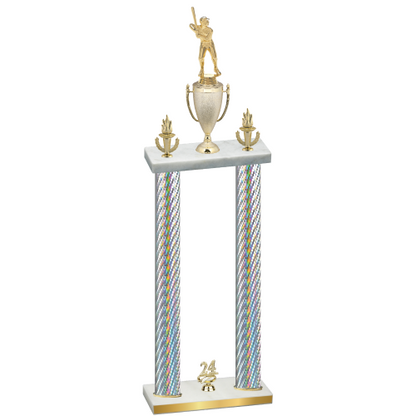 Double Silver Carbon Fiber Year Baseball Trophy