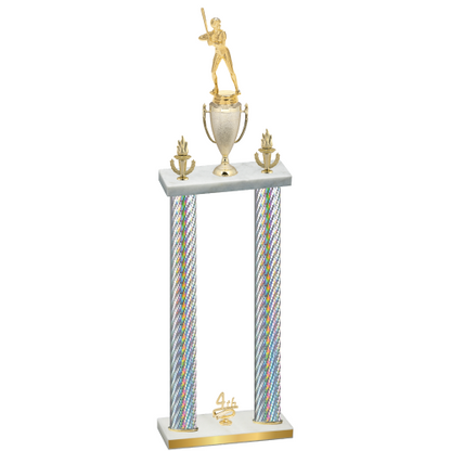 Double Silver Carbon Fiber Fourth Place Softball Trophy