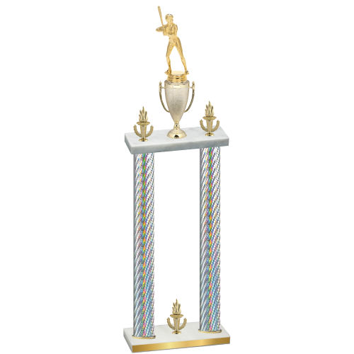 Double Silver Carbon Fiber Victory Softball Trophy