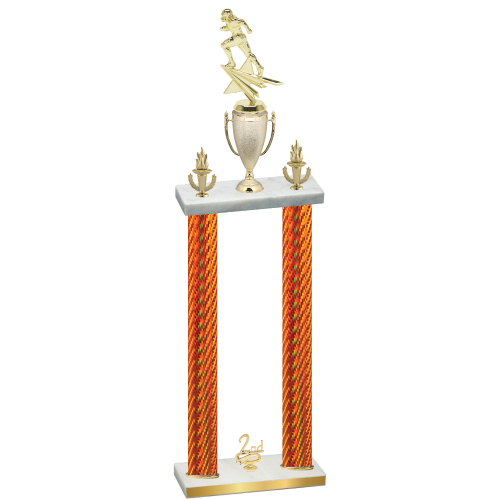 Double Orange Carbon Fiber Second Place Football Trophy