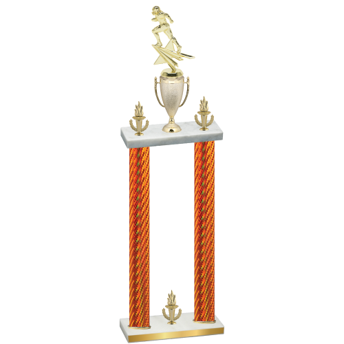 Double Orange Carbon Fiber Victory Football Trophy