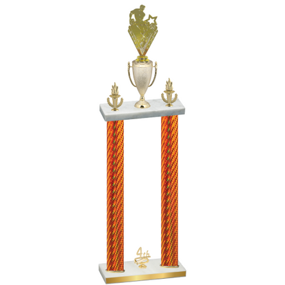 Double Orange Carbon Fiber Fourth Place Rugby Trophy