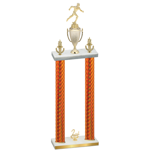 Double Orange Carbon Fiber Second Place Running Trophy