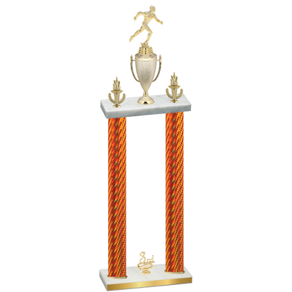 Double Orange Carbon Fiber Third Place Running Trophy