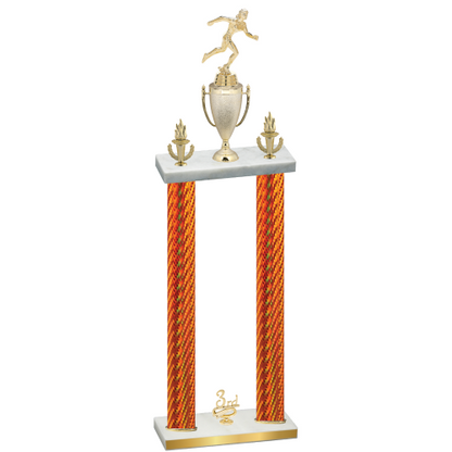 Double Orange Carbon Fiber Third Place Running Trophy