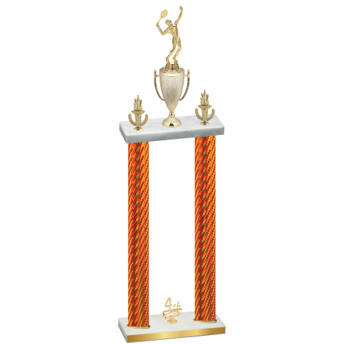 Double Orange Carbon Fiber Fourth Place Tennis Trophy