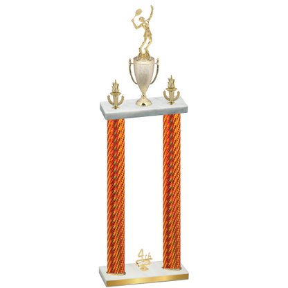 Double Orange Carbon Fiber Fourth Place Tennis Trophy