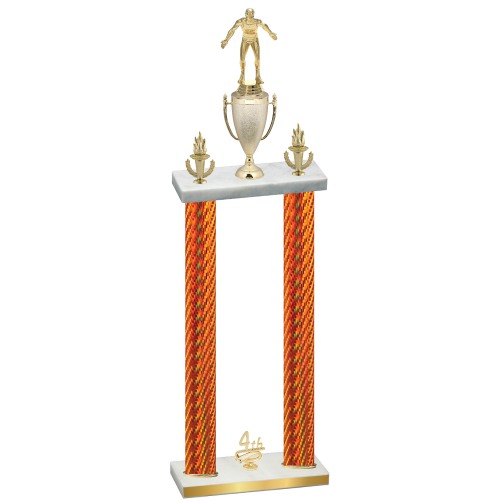 Double Orange Carbon Fiber Fourth Place Wrestling Trophy