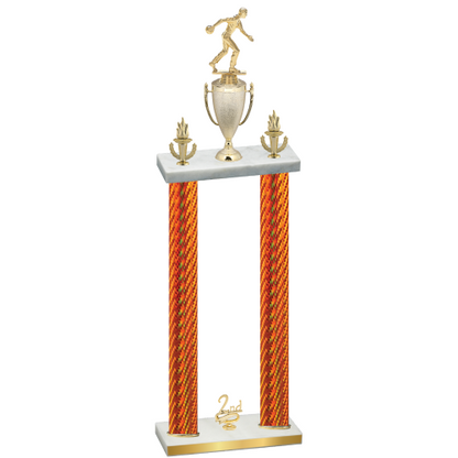Double Orange Carbon Fiber Second Place Bowling Trophy