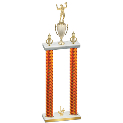 Double Orange Carbon Fiber First Place Volleyball Trophy