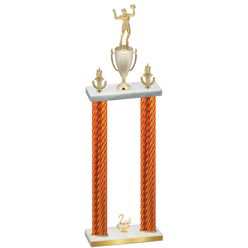 Double Orange Carbon Fiber Second Place Volleyball Trophy