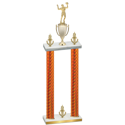 Double Orange Carbon Fiber Victory Volleyball Trophy