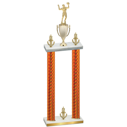 Double Orange Carbon Fiber Victory Volleyball Trophy
