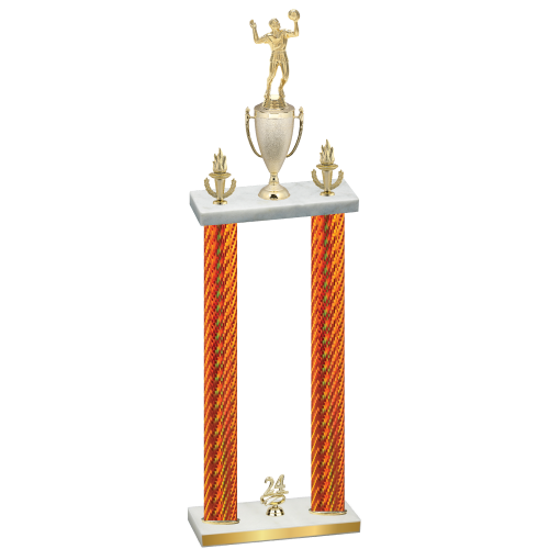 Double Orange Carbon Fiber Year Volleyball Trophy