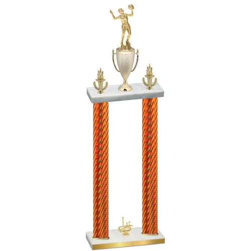 Double Orange Carbon Fiber First Place Volleyball Trophy
