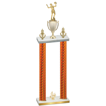 Double Orange Carbon Fiber Fourth Place Volleyball Trophy