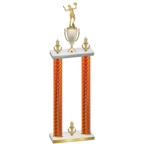 Double Orange Carbon Fiber Victory Volleyball Trophy