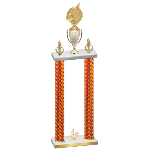 Double Orange Carbon Fiber Fourth Place Volleyball Trophy