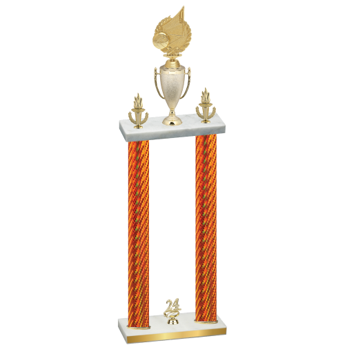 Double Orange Carbon Fiber Year Volleyball Trophy