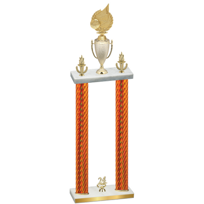 Double Orange Carbon Fiber Year Volleyball Trophy