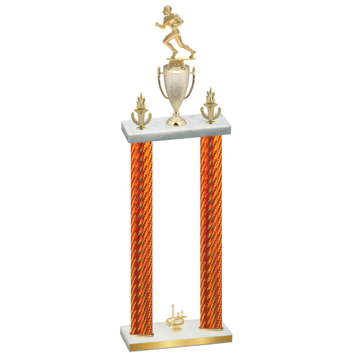 Double Orange Carbon Fiber First Place Football Trophy