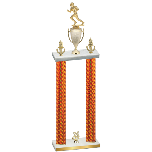 Double Orange Carbon Fiber Year Football Trophy