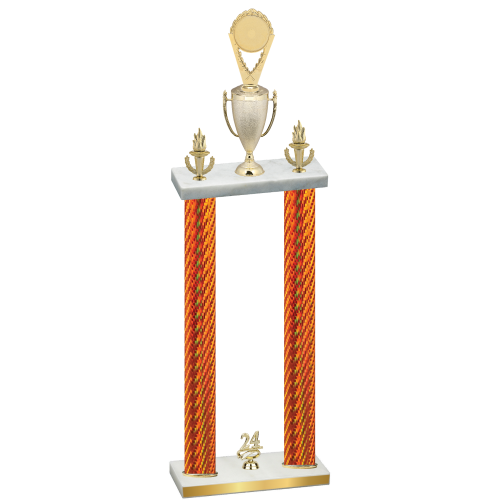 Double Orange Carbon Fiber Year Insert Trophy