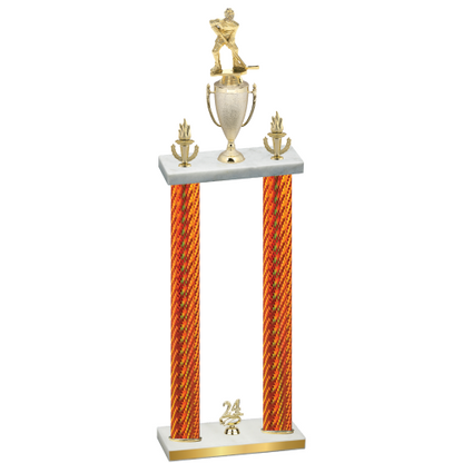 Double Orange Carbon Fiber Year Hockey Trophy