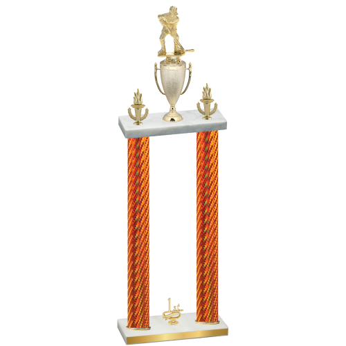 Double Orange Carbon Fiber First Place Hockey Trophy