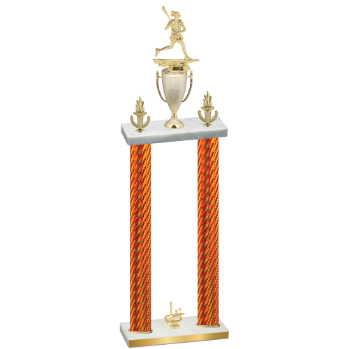 Double Orange Carbon Fiber First Place Lacrosse Trophy