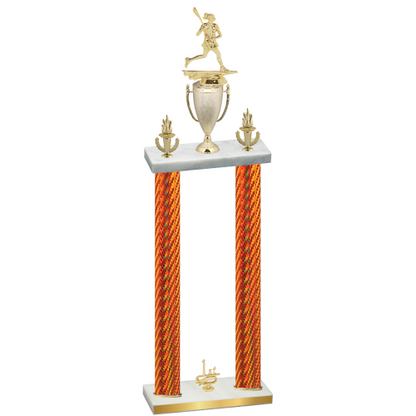 Double Orange Carbon Fiber First Place Lacrosse Trophy