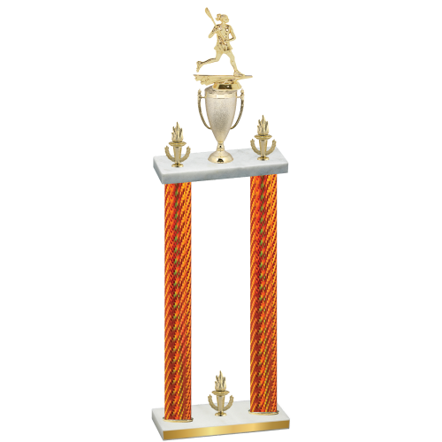 Double Orange Carbon Fiber Victory Lacrosse Trophy