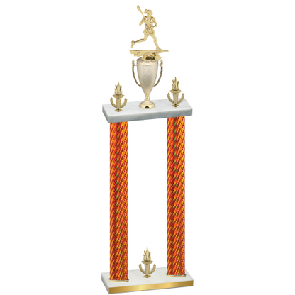 Double Orange Carbon Fiber Victory Lacrosse Trophy
