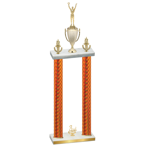 Double Orange Carbon Fiber Third Place Victory Trophy