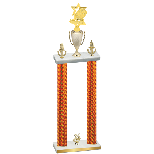 Double Orange Carbon Fiber Year Pickleball Trophy