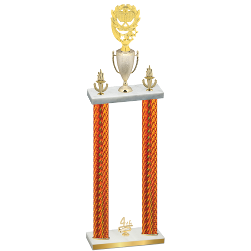 Double Orange Carbon Fiber Fourth Place Pickleball Trophy