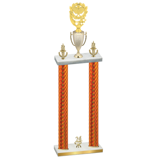 Double Orange Carbon Fiber Year Pickleball Trophy
