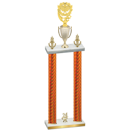 Double Orange Carbon Fiber Year Pickleball Trophy