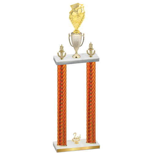 Double Orange Carbon Fiber Second Place Pickleball Trophy
