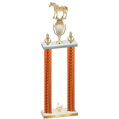 Double Orange Carbon Fiber Third Place Horses Trophy