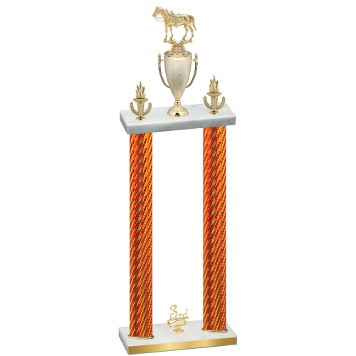 Double Orange Carbon Fiber Third Place Horses Trophy